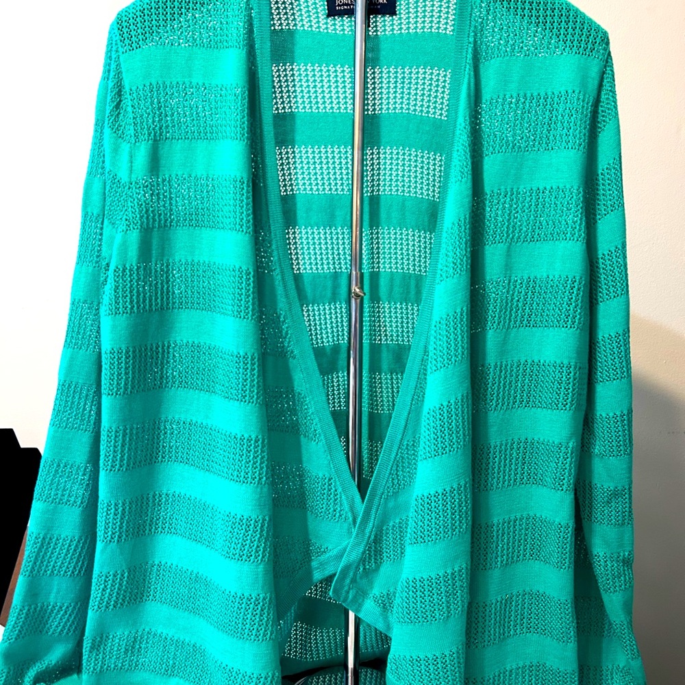 JONES NEW YORK SIGNATURE WOMAN size 1X EUC Light Weight Sweater Green